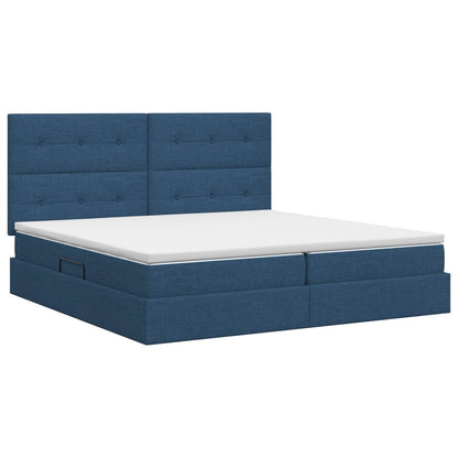 Letto con contenitore e materasso Blu 200 x 200 cm Tessuto | homemem39