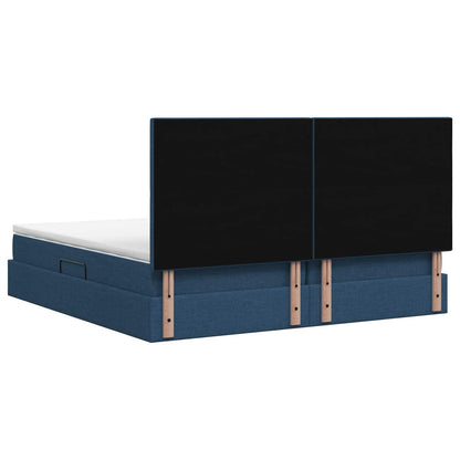 Letto con contenitore e materasso Blu 200 x 200 cm Tessuto | homemem39