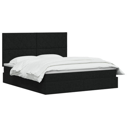Letto con contenitore e materasso Nero 180 x 200 cm Tessuto | homemem39