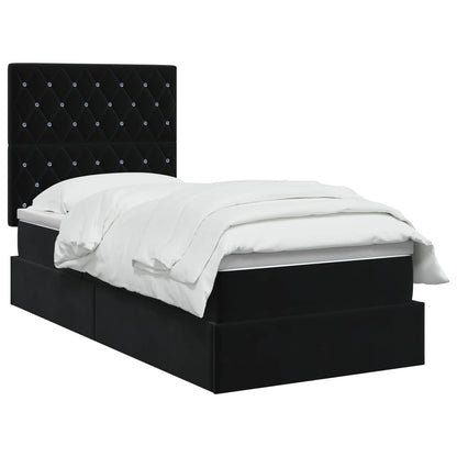 Letto con contenitore e materasso Nero 90 x 190 cm Velluto
