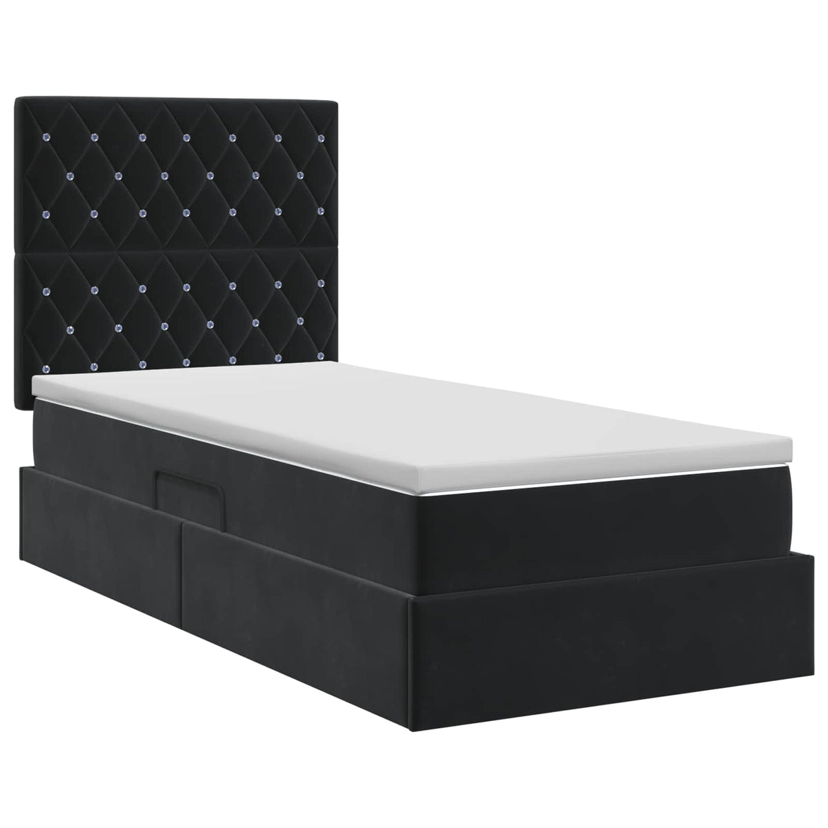 Letto con contenitore e materasso Nero 90 x 200 cm Velluto | homemem39