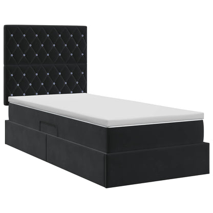 Letto con contenitore e materasso Nero 90 x 200 cm Velluto | homemem39
