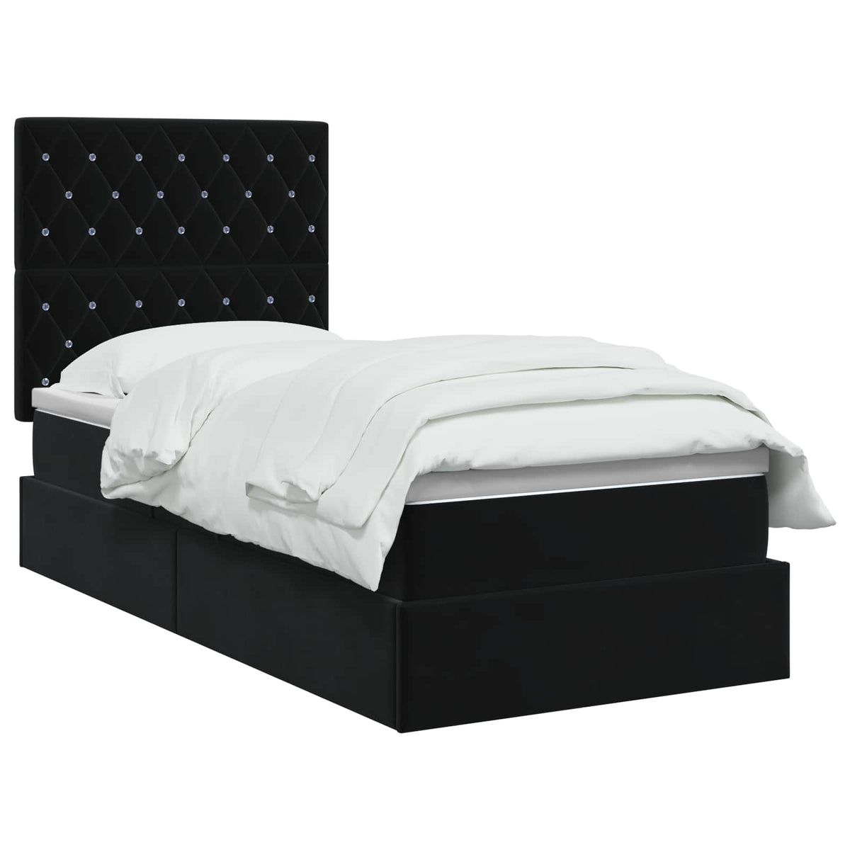 Letto con contenitore e materasso Nero 90 x 200 cm Velluto | homemem39
