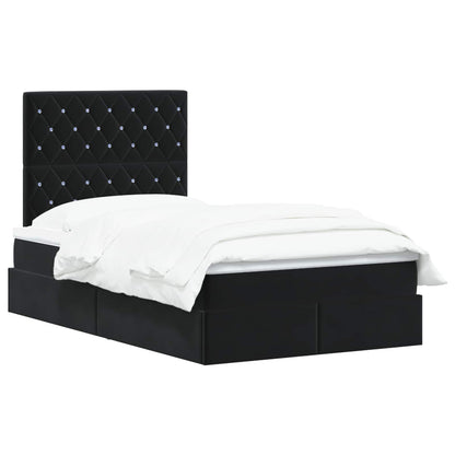 Letto con contenitore e materasso Nero 120 x 200 cm Velluto