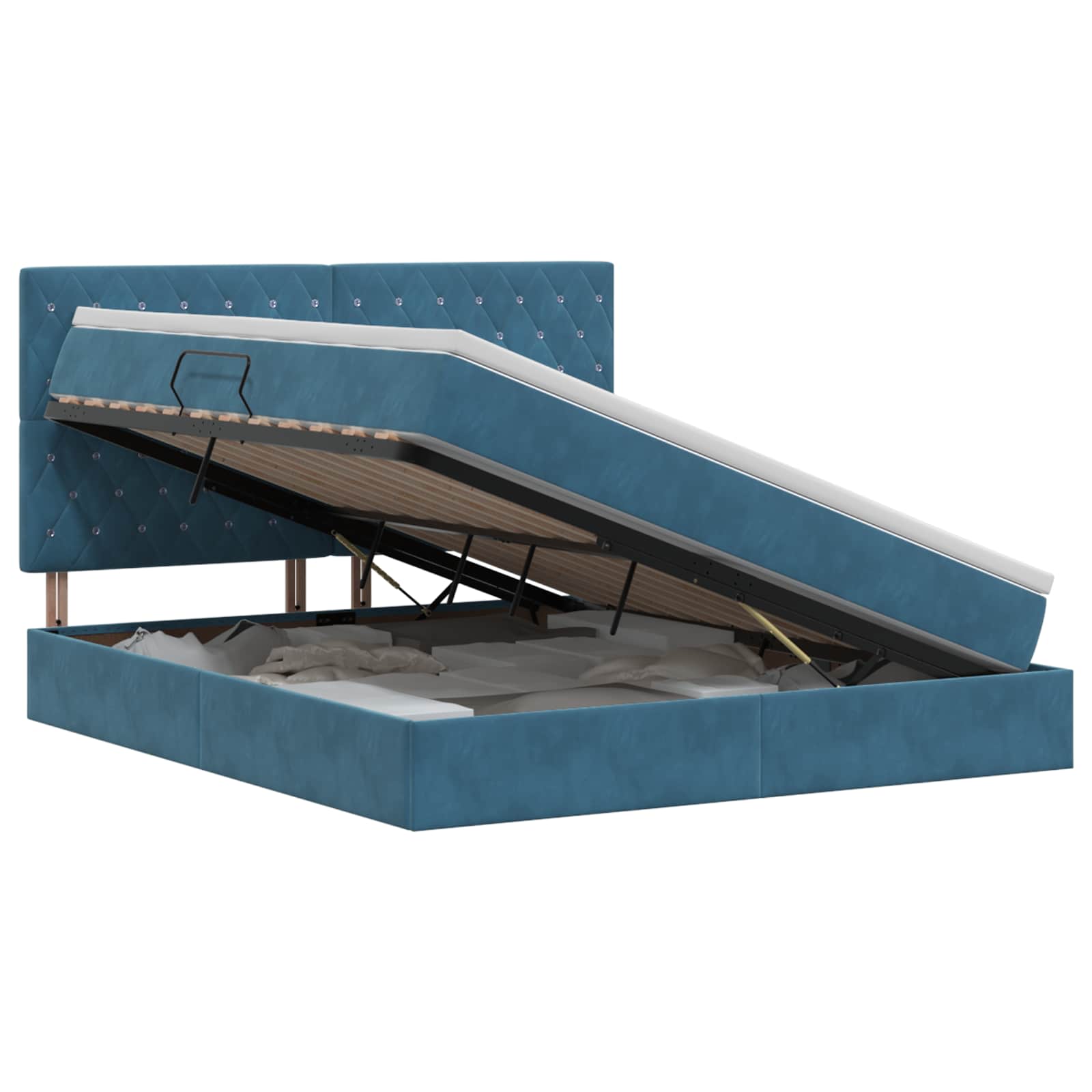 Letto con contenitore e materasso Blu Scuro 140 x 200 cm | homemem39