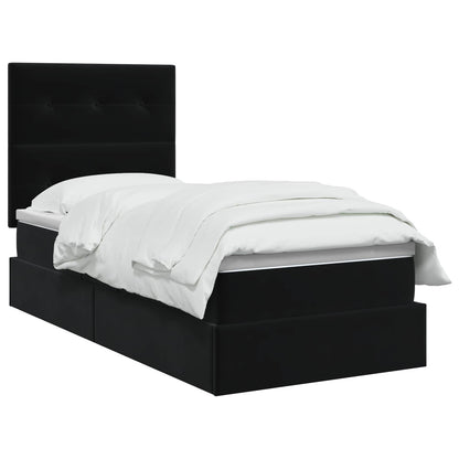 Letto con contenitore e materasso Nero 90 x 200 cm Velluto | homemem39