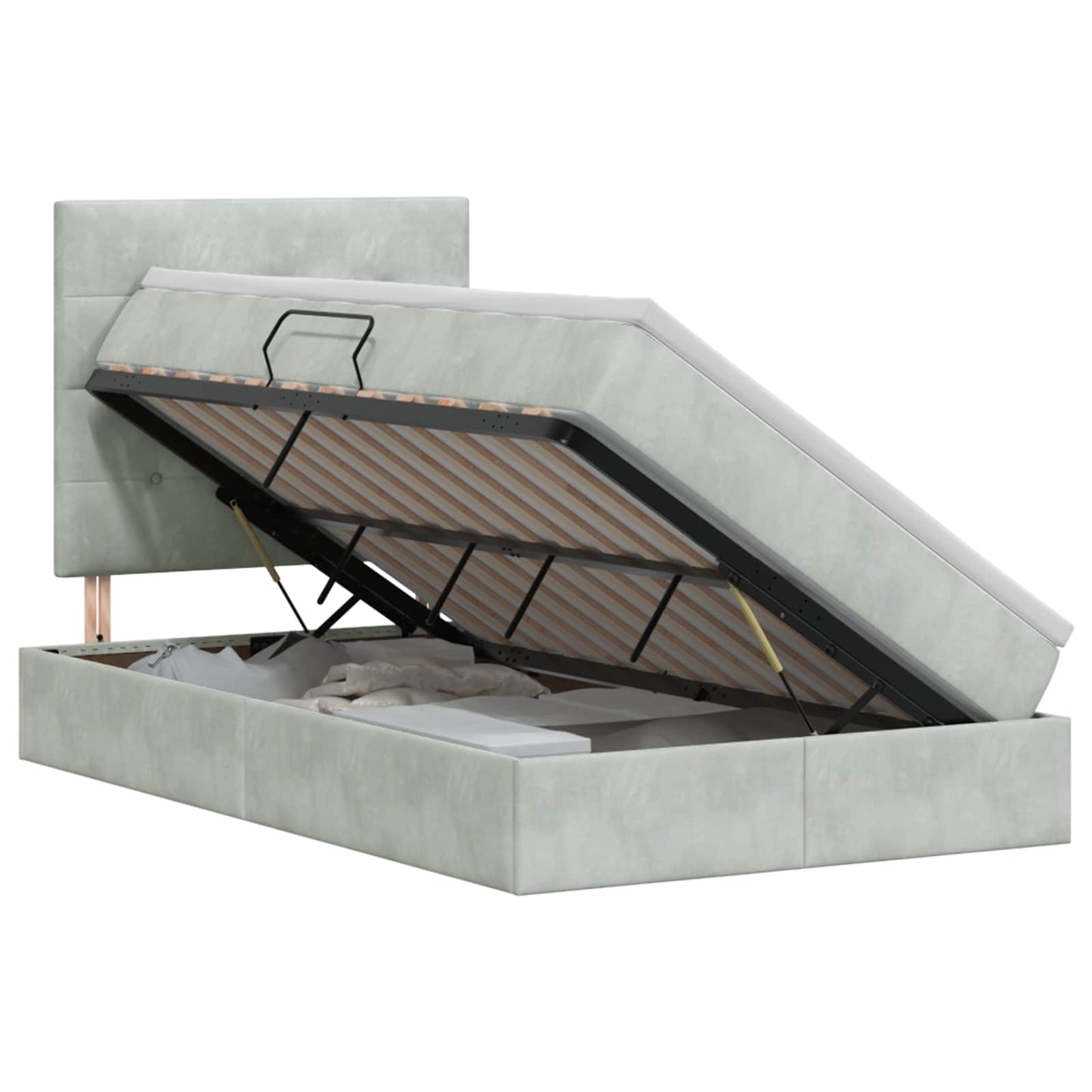 Letto con contenitore e materasso Grigio Chiaro 120 x 200 cm | homemem39