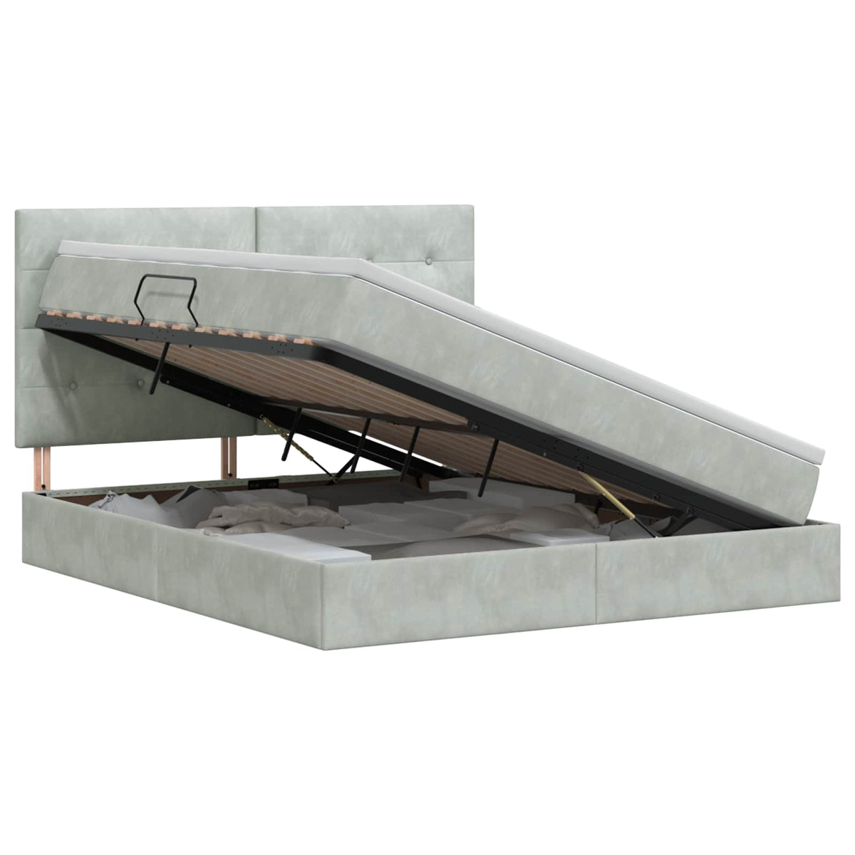 Letto con contenitore e materasso Grigio Chiaro 140 x 200 cm | homemem39
