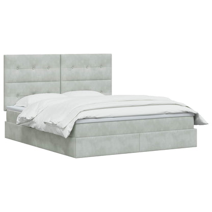Letto con contenitore e materasso Grigio Chiaro 140 x 200 cm