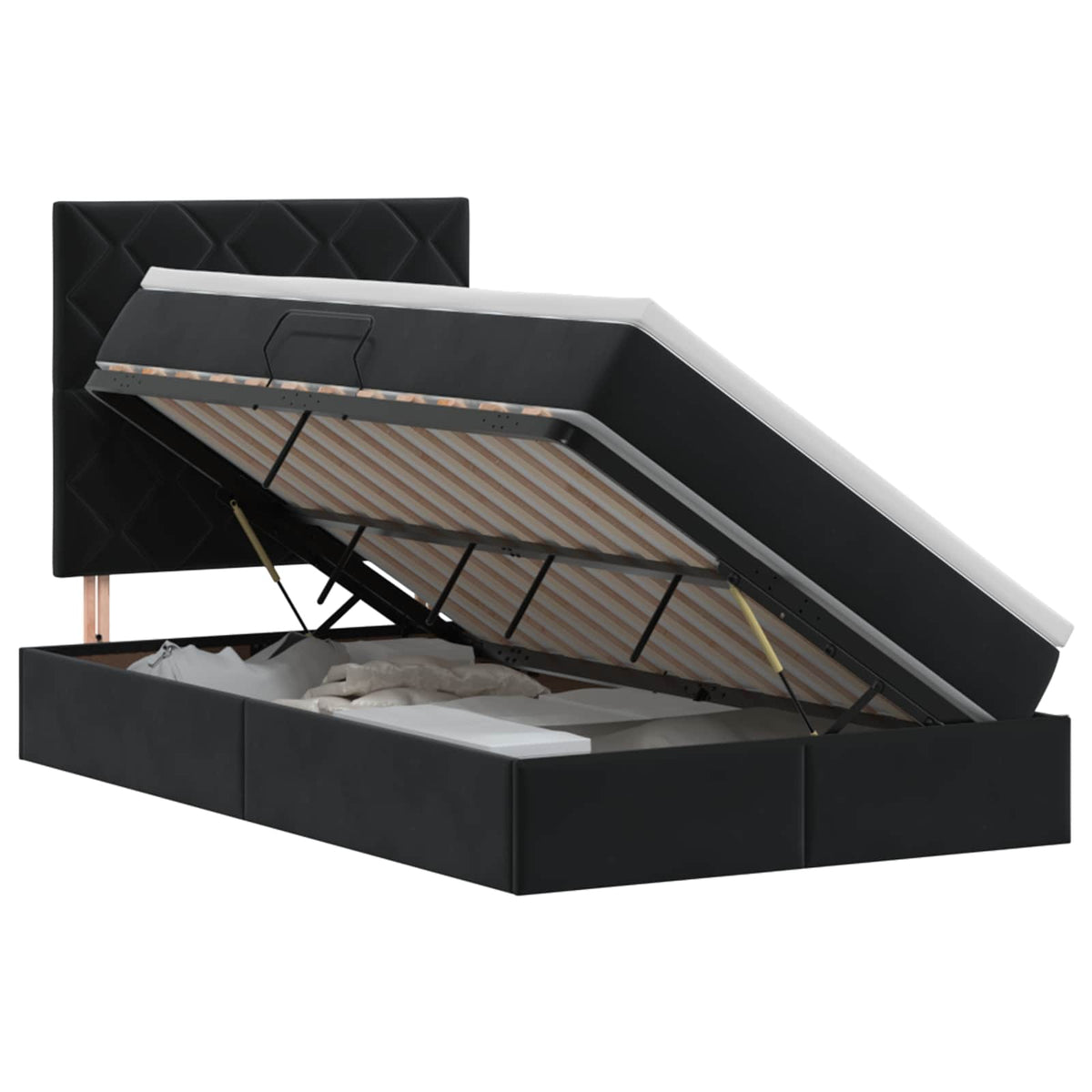 Letto con contenitore e materasso Nero 120 x 200 cm Velluto | homemem39