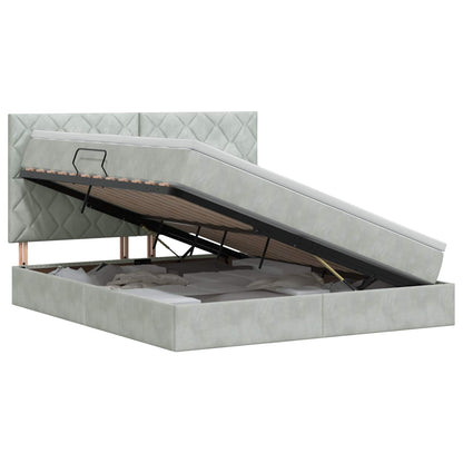 Letto con contenitore e materasso Grigio Chiaro 140 x 200 cm | homemem39