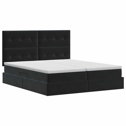 Letto con Contenitore con testiera Nero 180 x 200 cm Velluto | homemem39