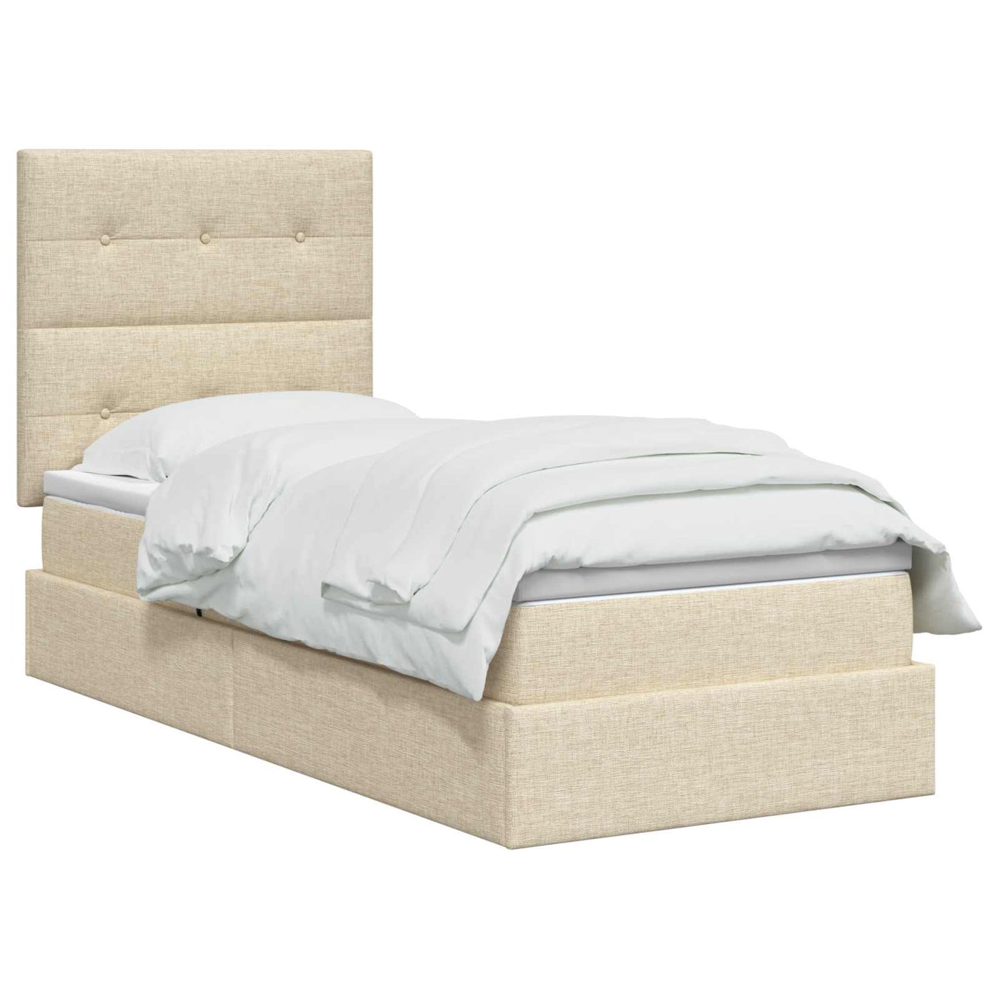 Letto con contenitore LED e materasso Crema 90 x 190 cm Tessuto