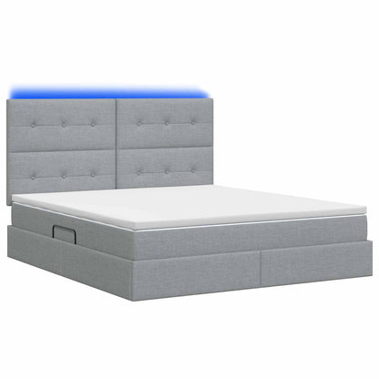 Letto con contenitore LED e materasso Grigio Chiaro