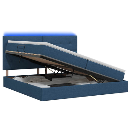 Letto con contenitore LED e materasso Blu 200 x 200 cm Tessuto | homemem39