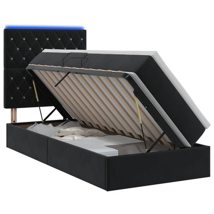 Letto con contenitore LED e materasso Nero 90 x 190 cm Velluto