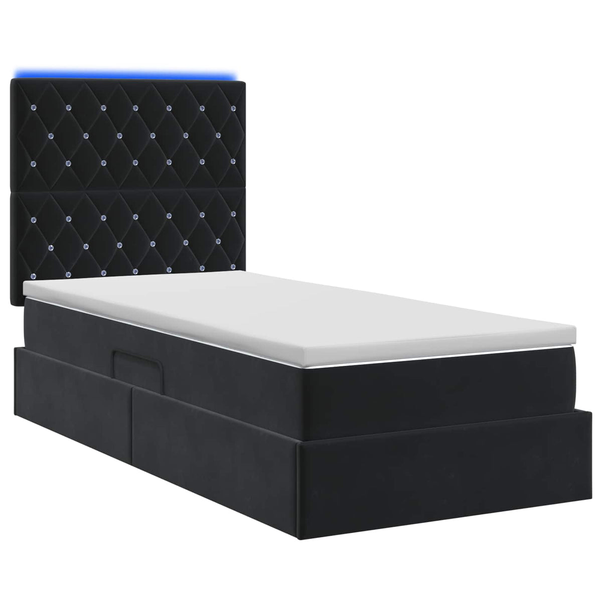 Letto con contenitore LED e materasso Nero 90 x 190 cm Velluto | homemem39