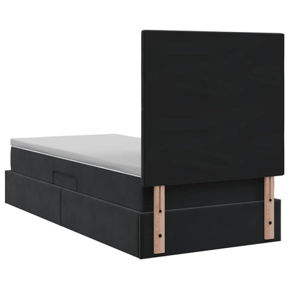 Letto con contenitore LED e materasso Nero 90 x 190 cm Velluto | homemem39