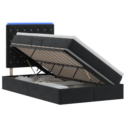 Letto con contenitore LED e materasso Nero 120 x 200 cm Velluto | homemem39