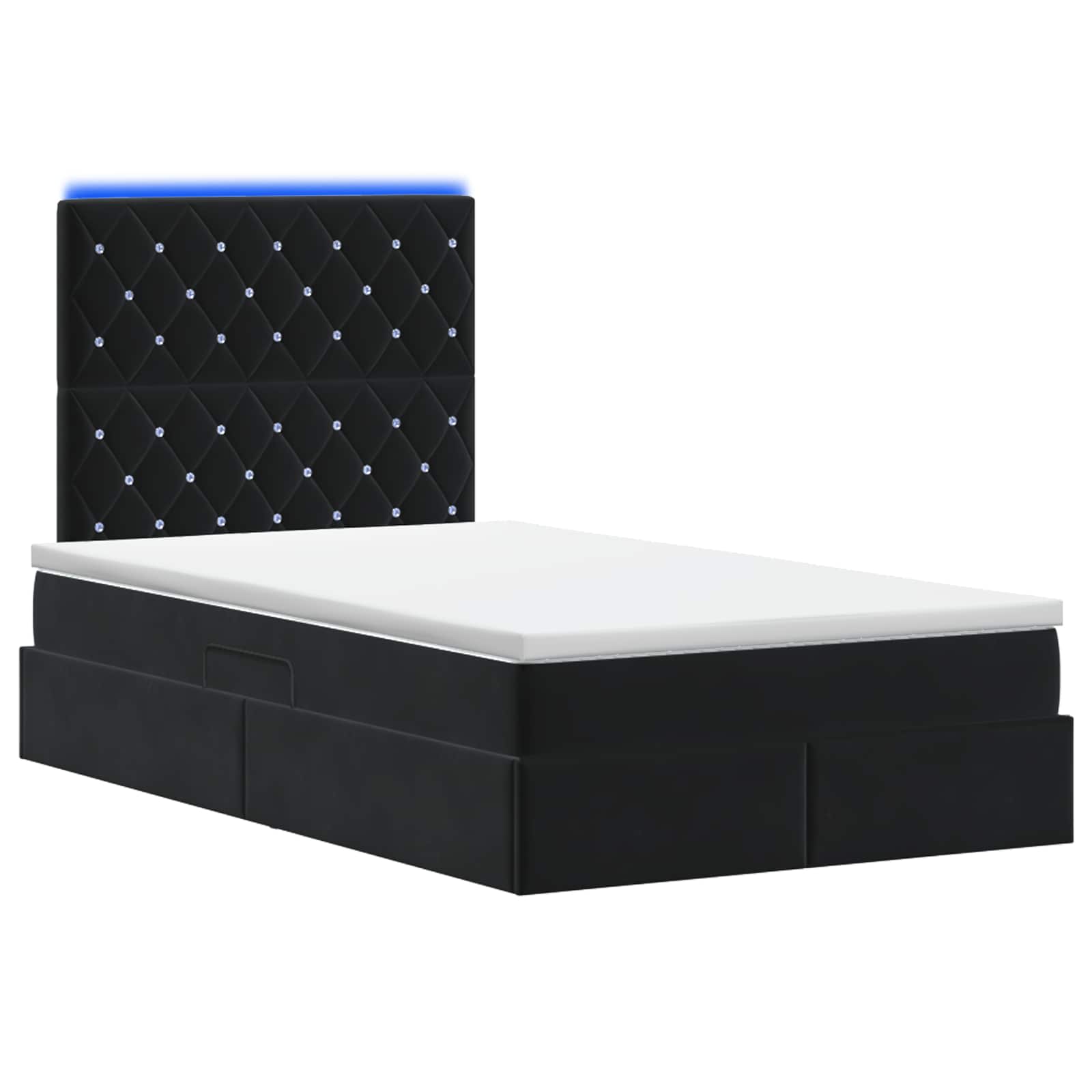 Letto con contenitore LED e materasso Nero 120 x 200 cm Velluto | homemem39