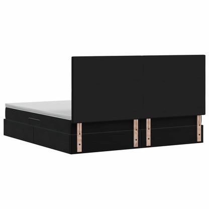 Letto con contenitore LED e materasso Nero 200 x 200 cm Velluto | homemem39