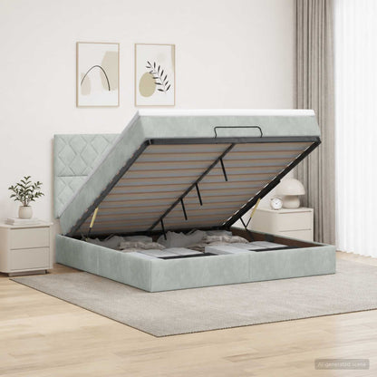 Letto con contenitore LED e materasso Grigio Chiaro | homemem39