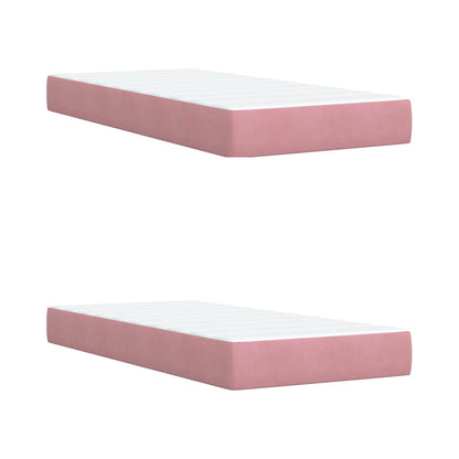 Letto con contenitore LED e materasso Rosa 200 x 200 cm Velluto