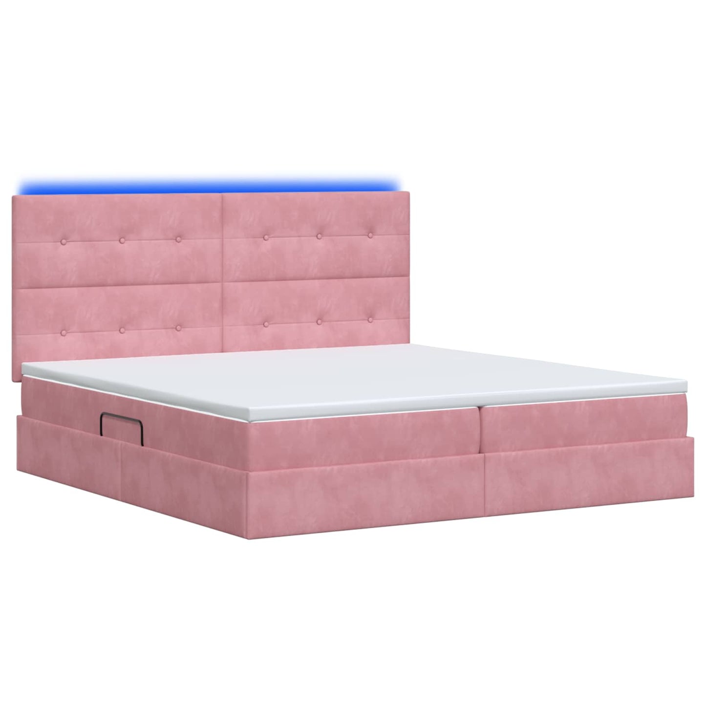 Letto con contenitore LED e materasso Rosa 200 x 200 cm Velluto