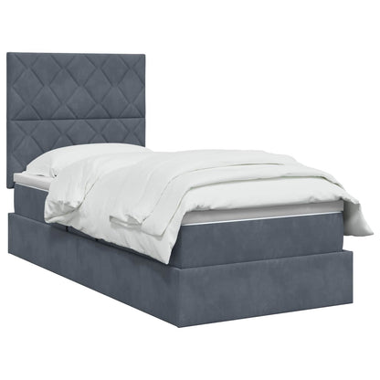 Letto con contenitore LED e materasso Grigio Scuro 100 x 200 cm