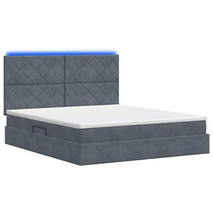 Letto con contenitore LED e materasso Grigio Scuro 140 x 200 cm