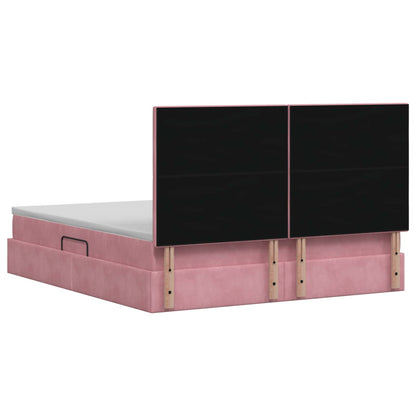 Letto con contenitore LED e materasso Rosa 140 x 200 cm Velluto | homemem39
