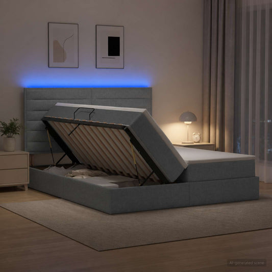 Letto con contenitore LED e materasso Grigio Chiaro - homemem39