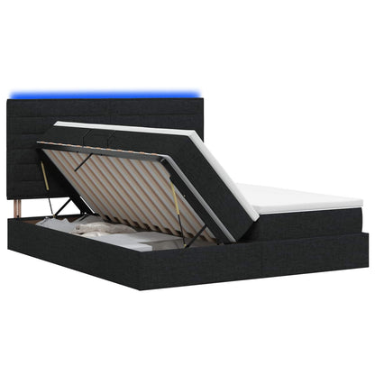 Letto con contenitore LED e materasso Nero 180 x 200 cm Tessuto