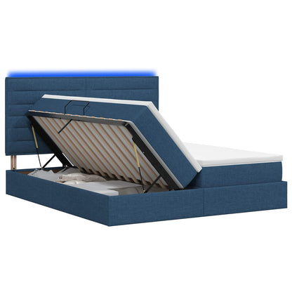 Letto con contenitore LED e materasso Blu 180 x 200 cm Tessuto