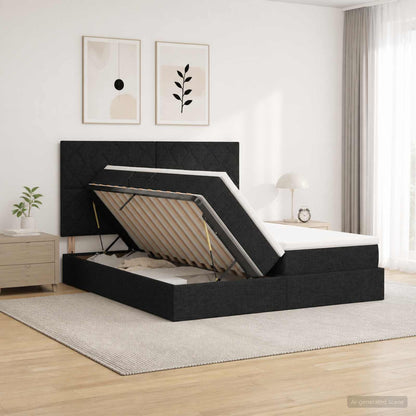 Letto con Contenitore con testiera Nero 180 x 200 cm Tessuto