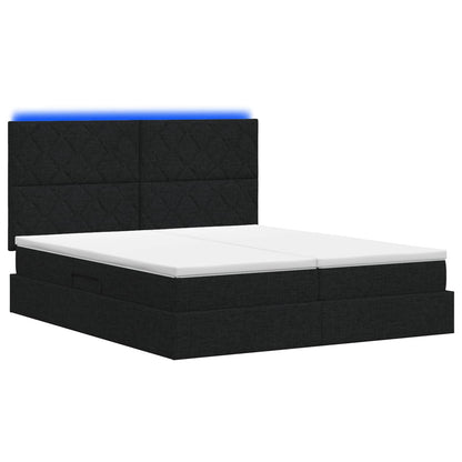 Letto con contenitore LED e materasso Nero 180 x 200 cm Tessuto | homemem39