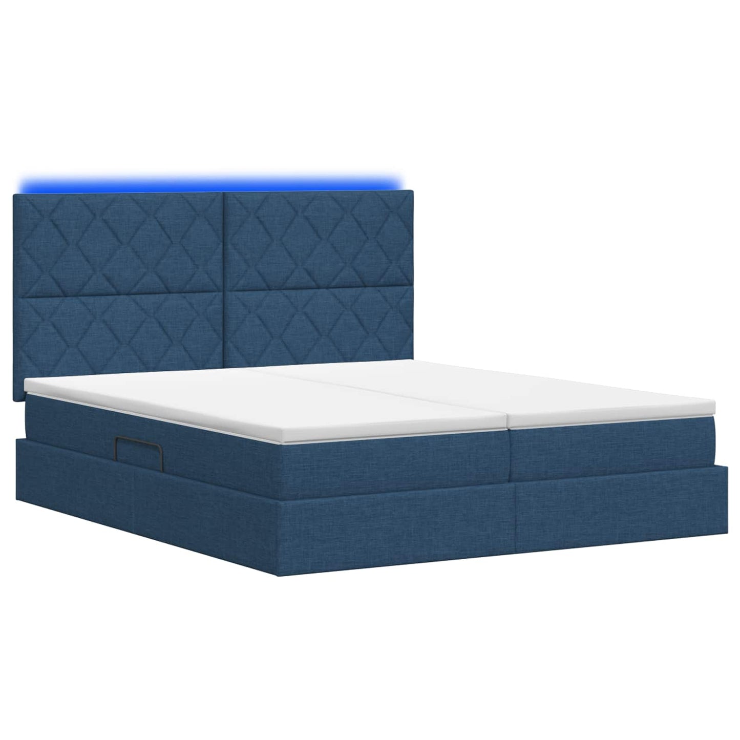 Letto con contenitore LED e materasso Blu 200 x 200 cm Tessuto