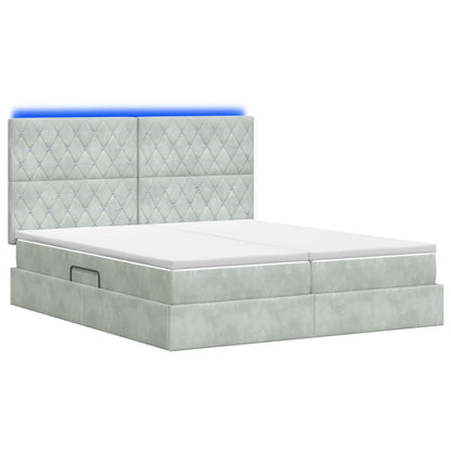 Letto con contenitore LED e materasso Grigio Chiaro