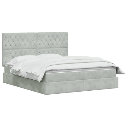 Letto con contenitore LED e materasso Grigio Chiaro