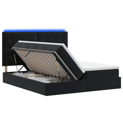 Letto con contenitore LED e materasso Nero 180 x 200 cm Velluto | homemem39