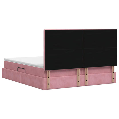 Letto con contenitore LED e materasso Rosa 200 x 200 cm Velluto | homemem39