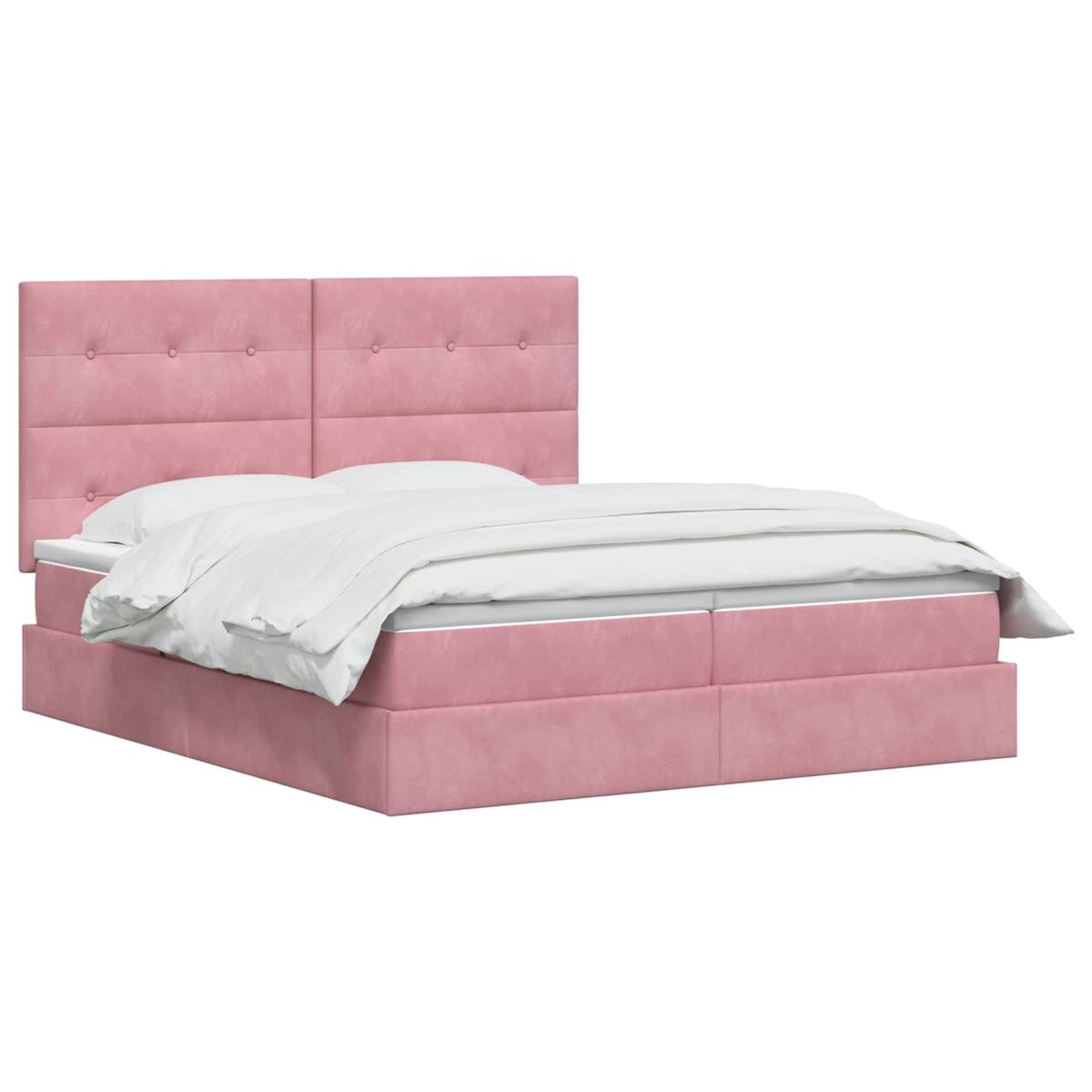 Letto con contenitore LED e materasso Rosa 200 x 200 cm Velluto