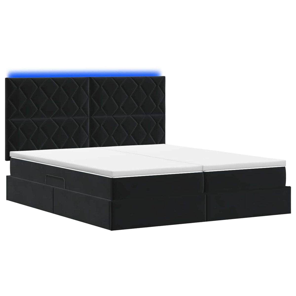 Letto con contenitore LED e materasso Nero 180 x 200 cm Velluto | homemem39