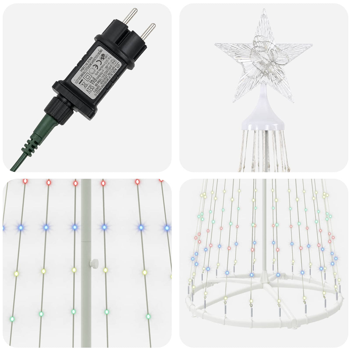 Albero di Natale a cono LED 250 cm 470 LED Multicolore Acciaio | homemem39