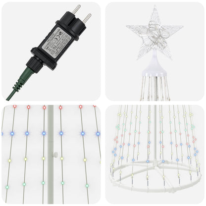 Albero di Natale a cono LED 250 cm 470 LED Multicolore Acciaio | homemem39