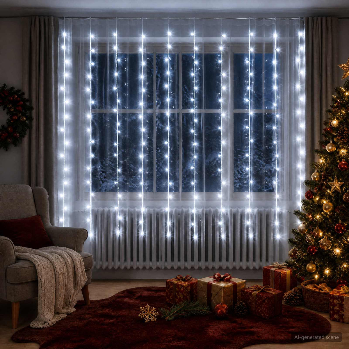 Tenda luminosa 200 LED Bianco freddo 300 x 200 cm