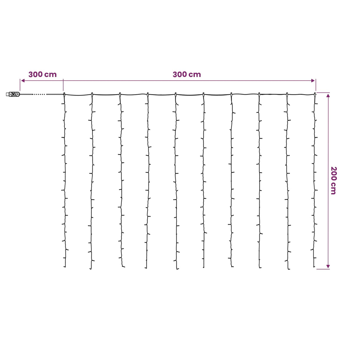 Tenda luminosa 200 LED Bianco freddo 300 x 200 cm | homemem39