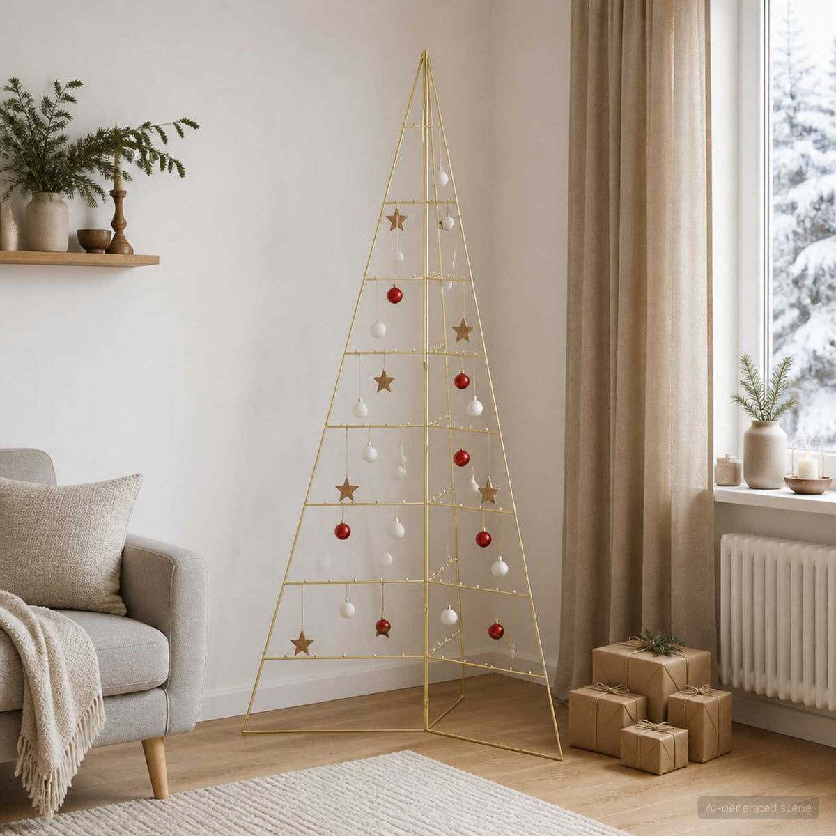 Albero di Natale in metallo KUOPIO 210 cm Acciaio Oro