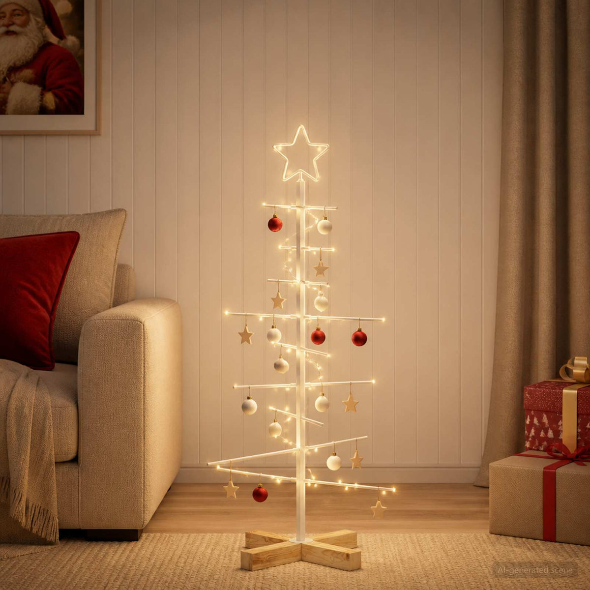 Albero di Natale in metallo con supporto KUOPIO 90 cm Acciaio