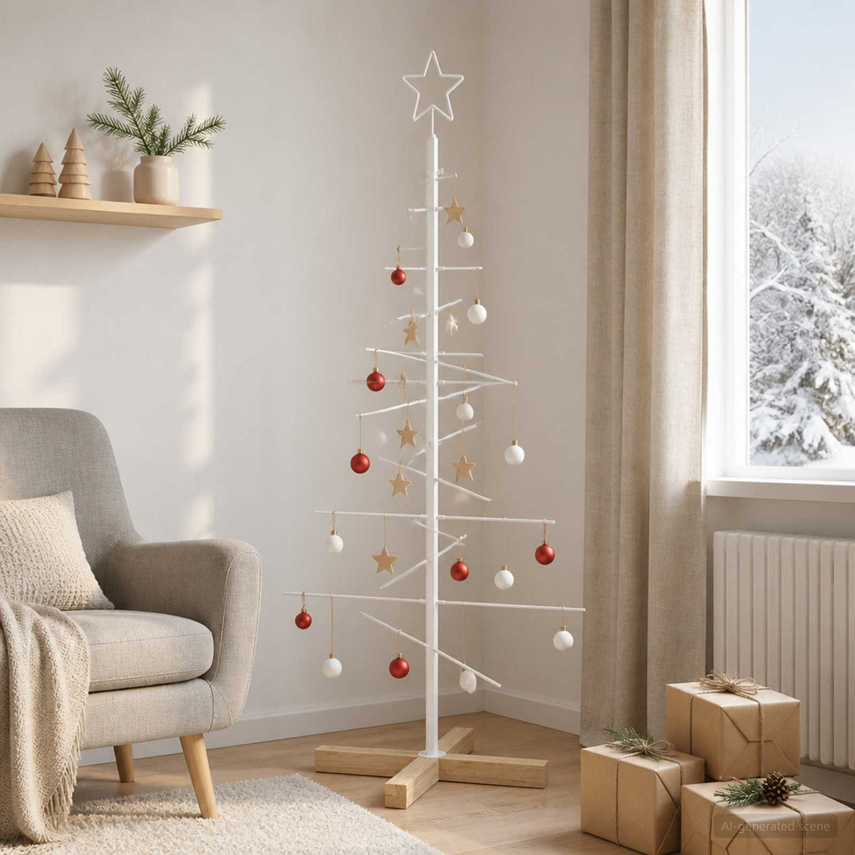 Albero di Natale in metallo con supporto KUOPIO 120 cm Acciaio